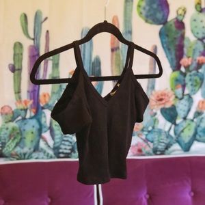 Black off the shoulder crop top